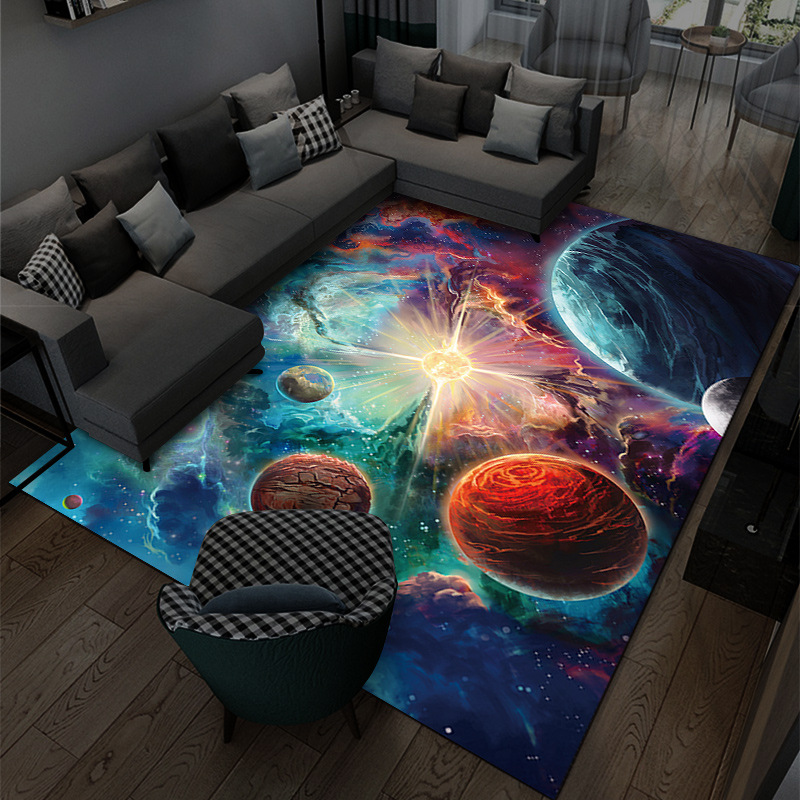 Cross-Border Cartoon Universe Star Carpet Bedroom Bedside Blanket Sofa Coffee Table Cushion 3D Visual Living Room Full of Carpet