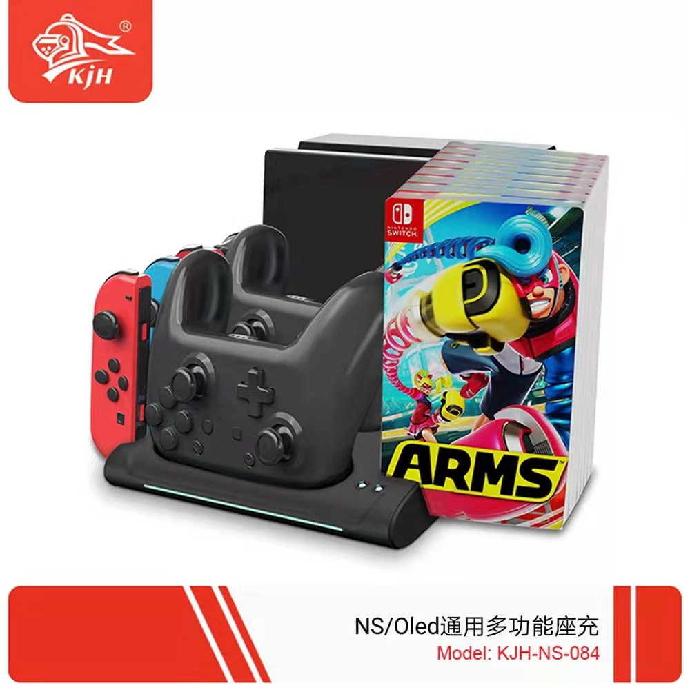 Switchcholed Left and Right Handle Charging Base + Game Card Storage Rack Touch Handle Double-Seat Charger in Stock