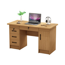 19T3批发实木办公电脑桌生态板免漆板办公室书桌老式老板桌带锁职