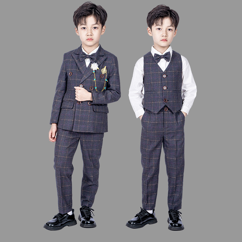 男童西装套装儿童礼服男走秀潮服花童小西服主持人男孩钢琴演出服