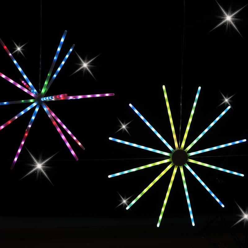 rgb幻彩led爆炸星风扇灯铜丝灯串烟花流水圣诞太阳笑脸造型风车灯