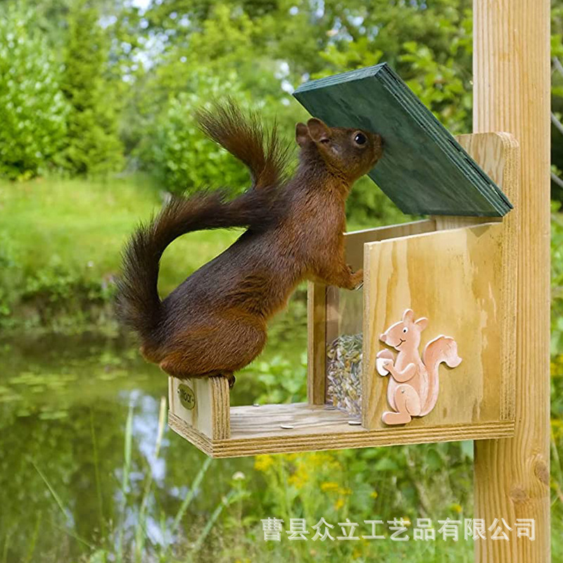 Wooden Hanging Squirrel Feeder Squirrel Feeding Box Garden Wooden Feeder Squirrel Nest Garden Pendant