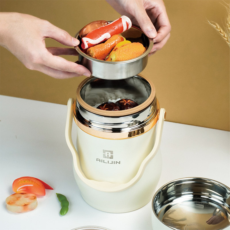 304 Stainless Steel Insulation Pot Vacuum Smolder Lunch Box Layered Insulated Bucket Bento Box Office Worker Portable Pot