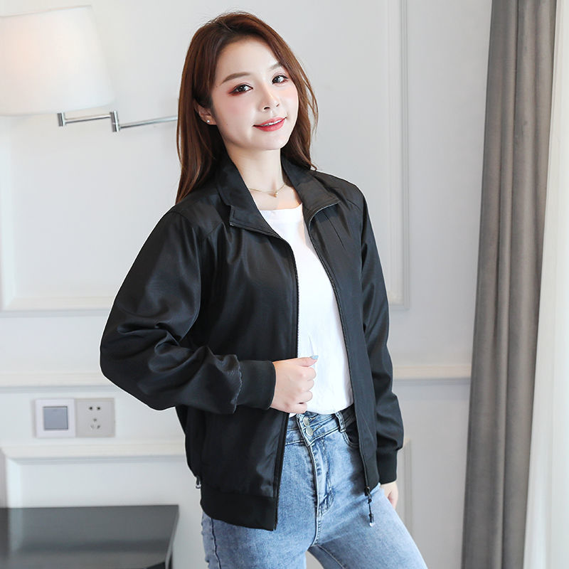 纯色夹克短外套女春秋款夹克休闲运动时尚韩版休闲学生装女外套