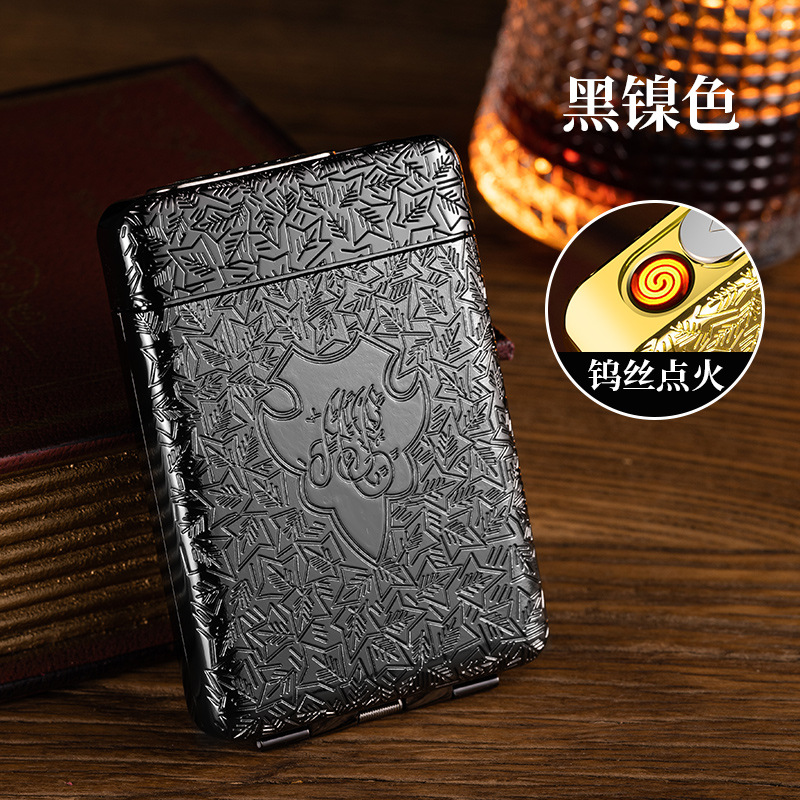 YF-858 Three-Open Cigarette Lighter Cigarette Case Charging Lighter Movie Same Multi-Functional Dual-Purpose Cigarette Set Best-Seller on Douyin