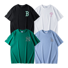 潮牌MLB24SS高质量NY字母棋牌格子印花休闲运动男女同款T恤