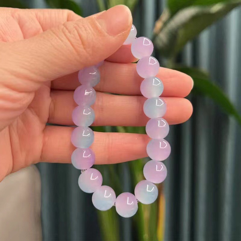 Gradient Ice Transparent Bracelet 10mm Two-Color Pliable Temperament Bracelet Student Beads Xiaohongshu Same Style Handheld Hand Toy