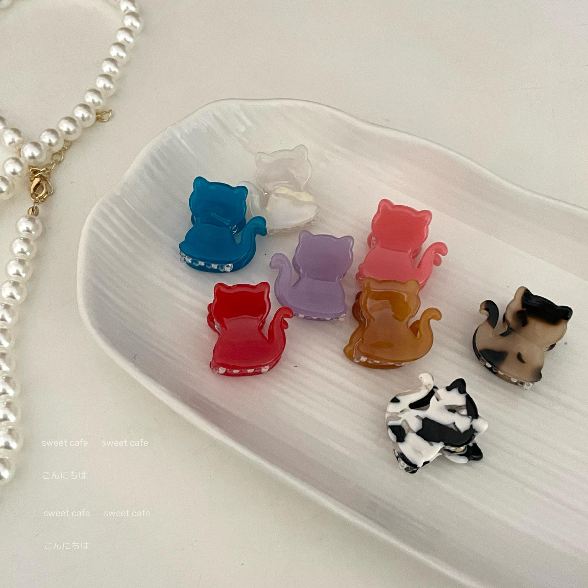 韩国ins醋酸板材彩色甜美可爱小猫小抓夹鲨鱼夹发夹发饰头饰少女