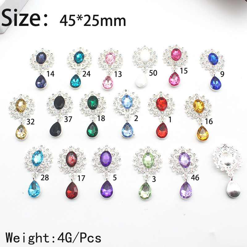 Cross-Border Hot Selling 45 * 25mm Alloy Crystal Brooch DIY Bow Accessories Clothing Handmade Finish Ornament Accessories