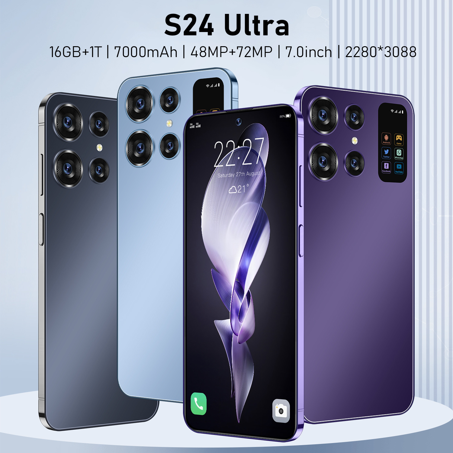 爆款S24Ultra现货7.6寸安卓低价智能手机工厂直发真16+1T跨境手机