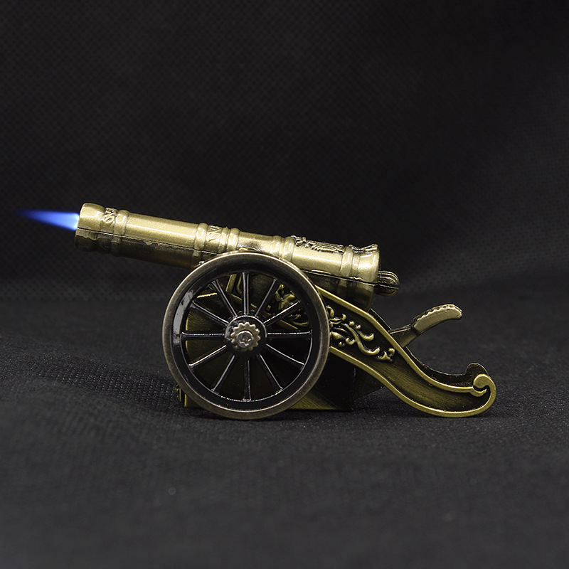 迷你复古小号炮车充气防风打火机 创意英式小炮造型摆件火机批发