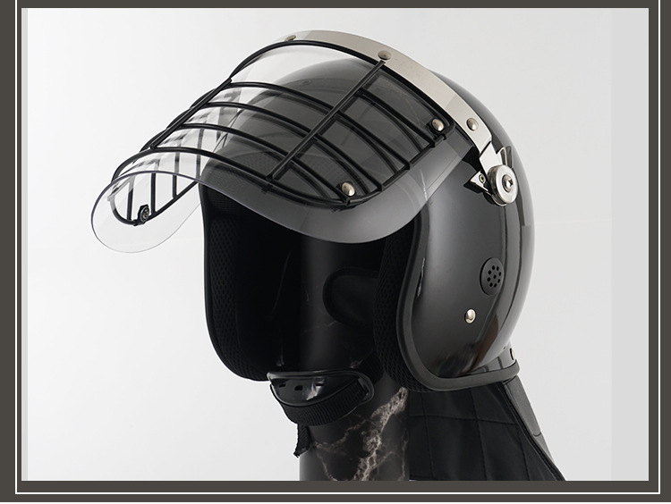 防爆网格头盔金属网格防爆头盔安保巡逻器材黑色防爆头盔