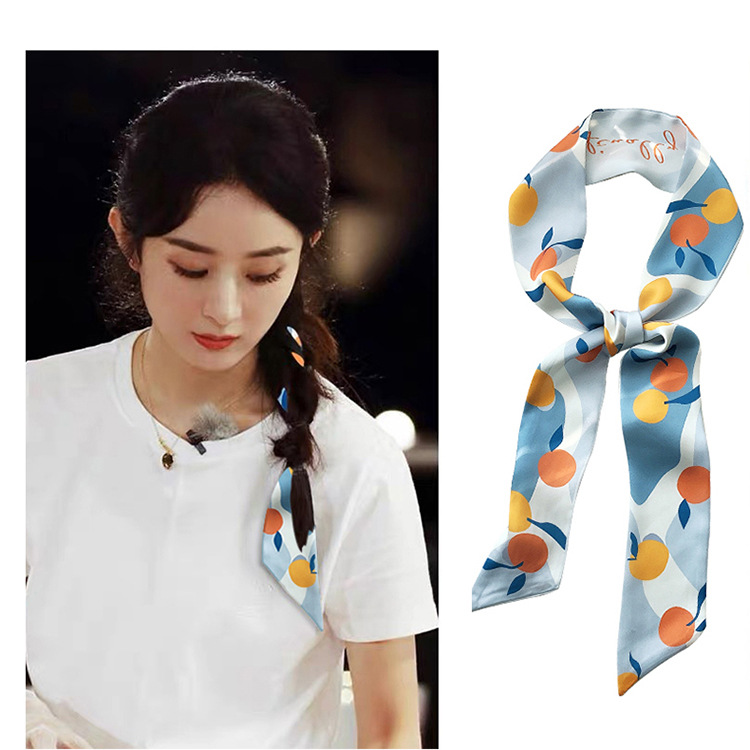 早春新款长条小丝巾发带女百搭春秋绑包手柄腰带装饰编发夏季飘带