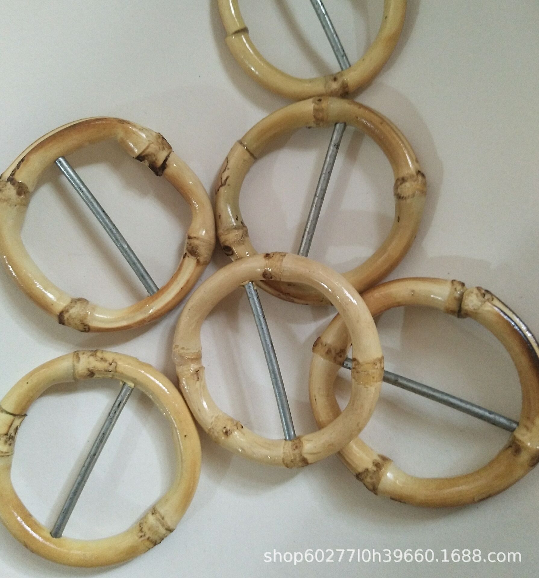 内径3厘米天然竹子日字扣圆形竹根腰带夹竹节鞋扣