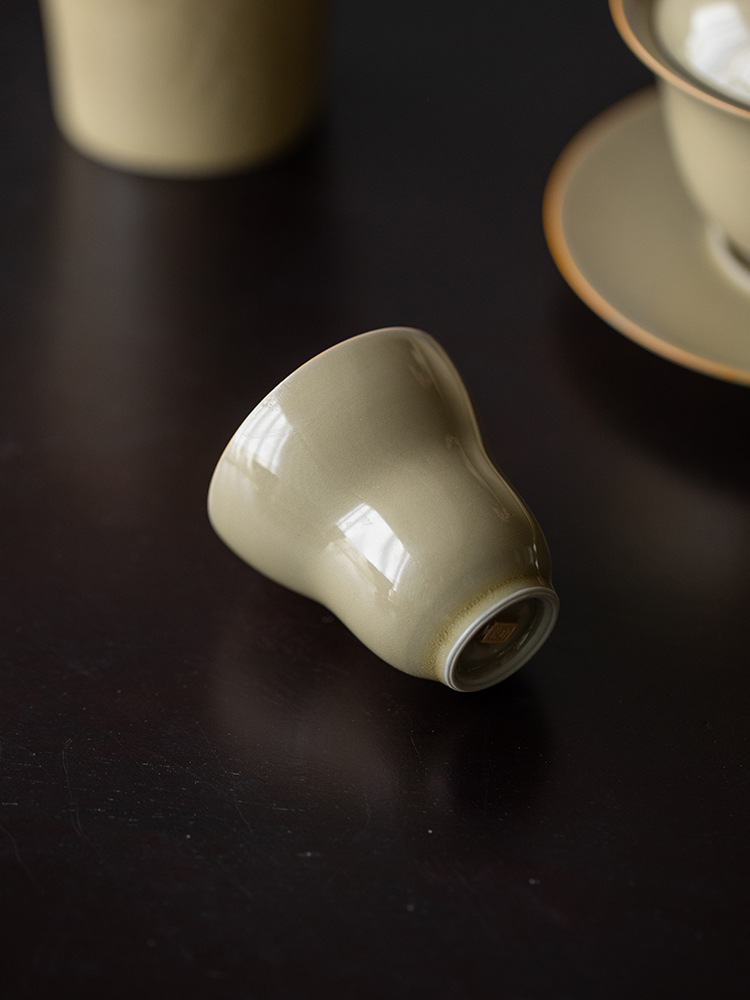 展瓷定窑黄葫芦杯陶瓷功夫茶具品茗杯主人杯单杯闻香杯复古家用杯