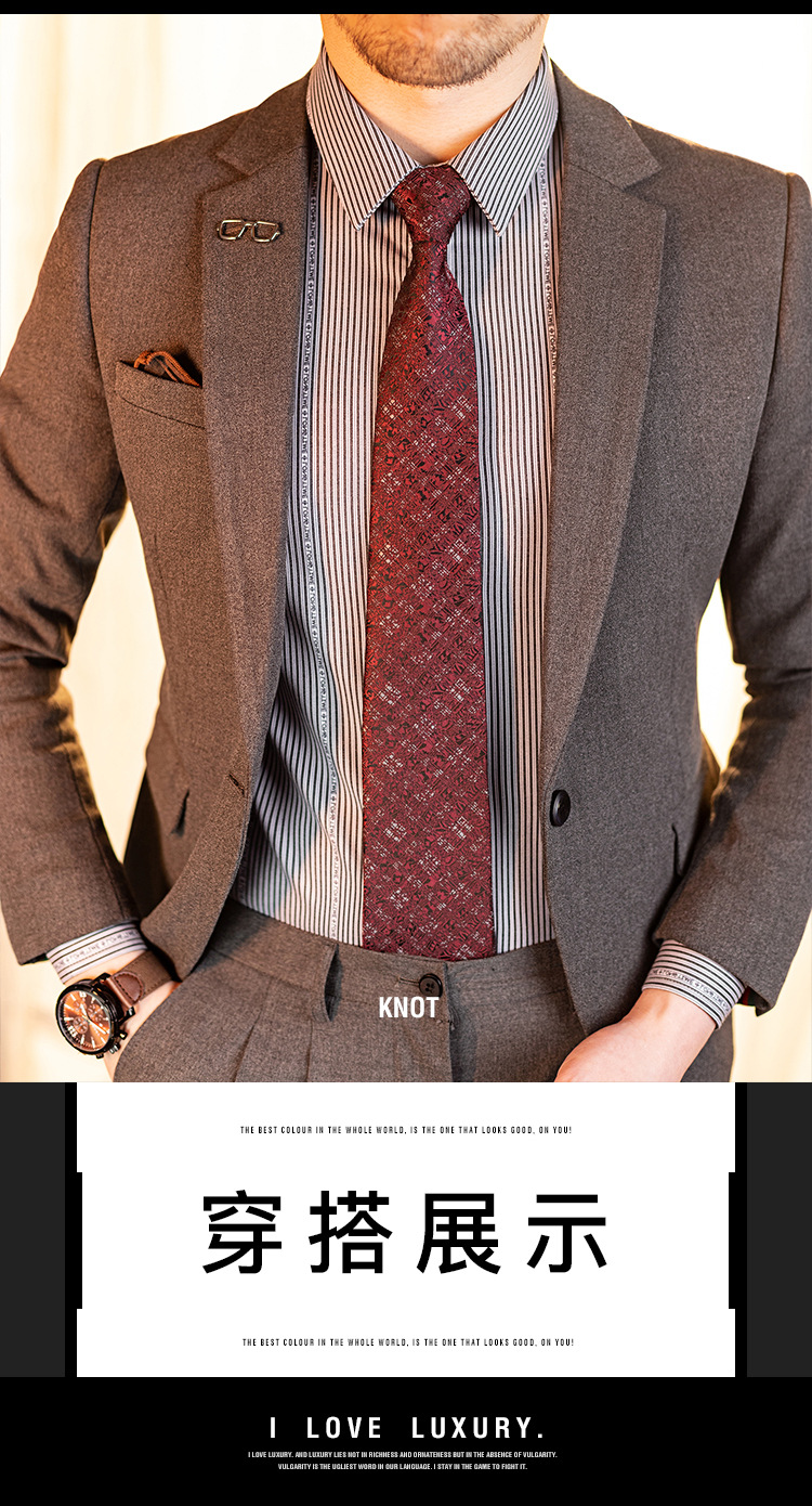 男士领带免打正装商务香槟色易拉韩版懒人拉链学生职业西装领带男