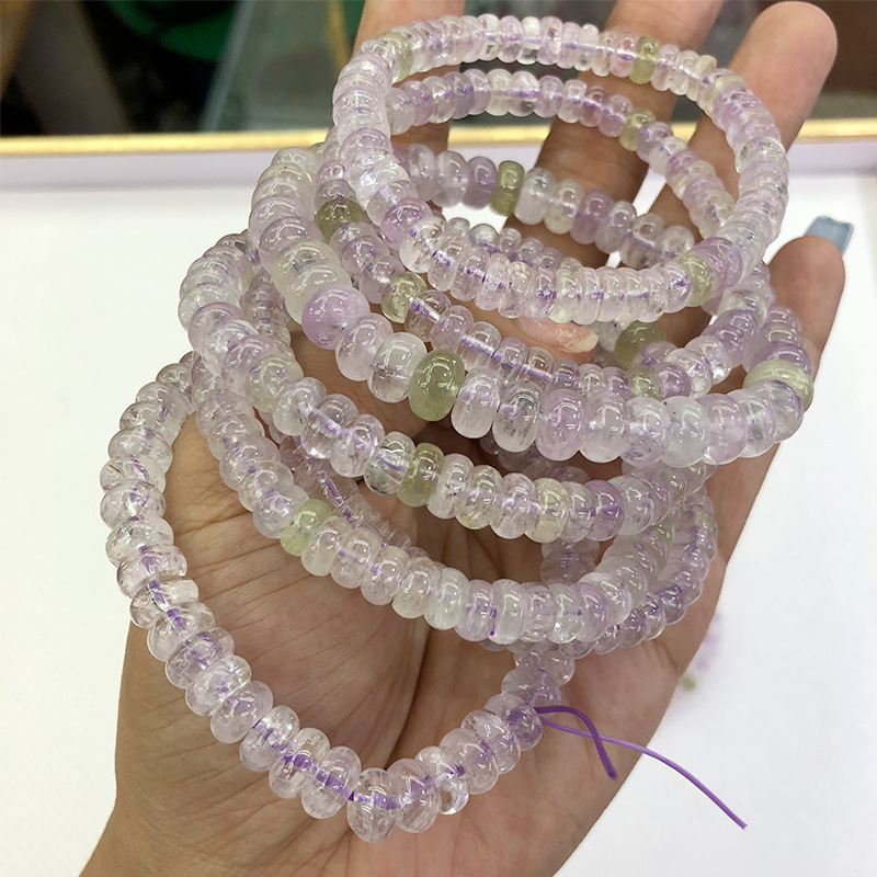 阿富汗紫锂辉蝶珠手链民族风水晶饰品猫眼拉丝紫锂辉石车轮珠手串