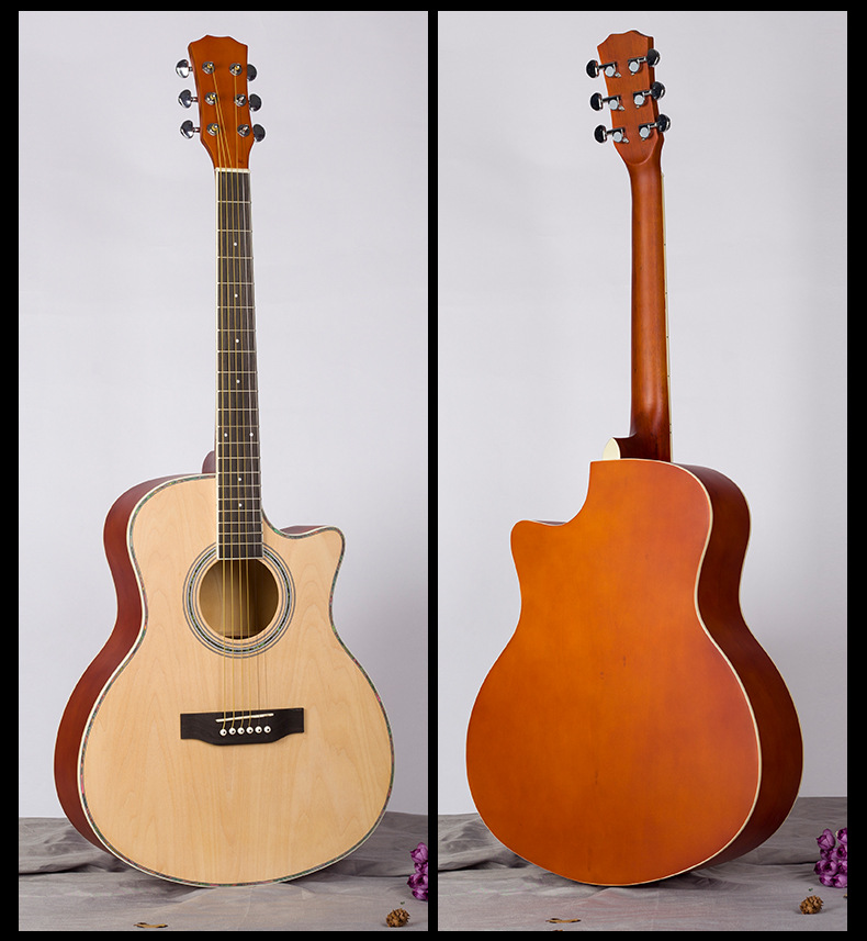 41寸椴木吉他初学者入门哑光吉他guitar成人学生民谣吉他厂家