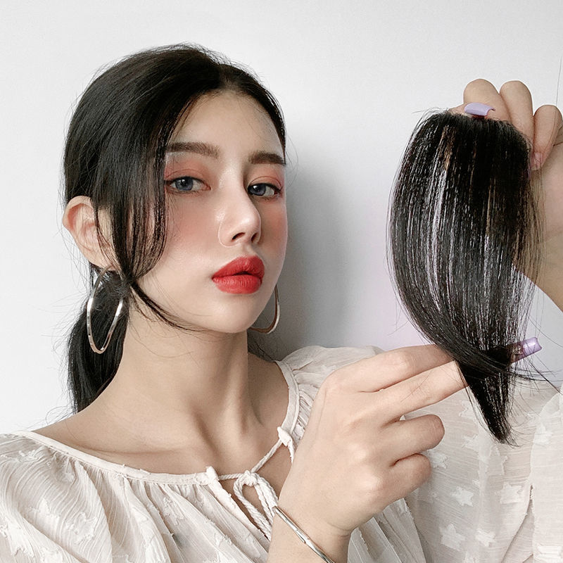 刘海假发女八字刘海真发发片中分两侧假发贴片无痕隐形法式假刘海