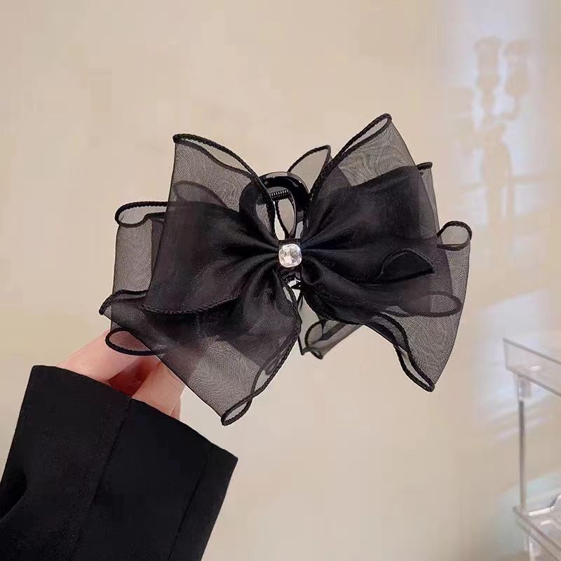 Black Double-Sided Bow Claw Clip Escaped Princess Headdress Wholesale Oversized Korean Temperament Shark Clip Barrettes Women