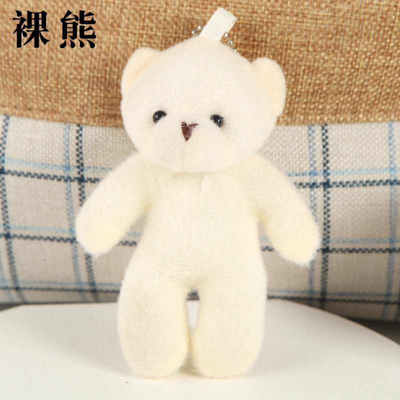 Cartoon Plush One-Piece Nude Bear Beige Big Head Bear Doll Little White Bear Schoolbag Clothing Doll Accessories Pendant Wholesale