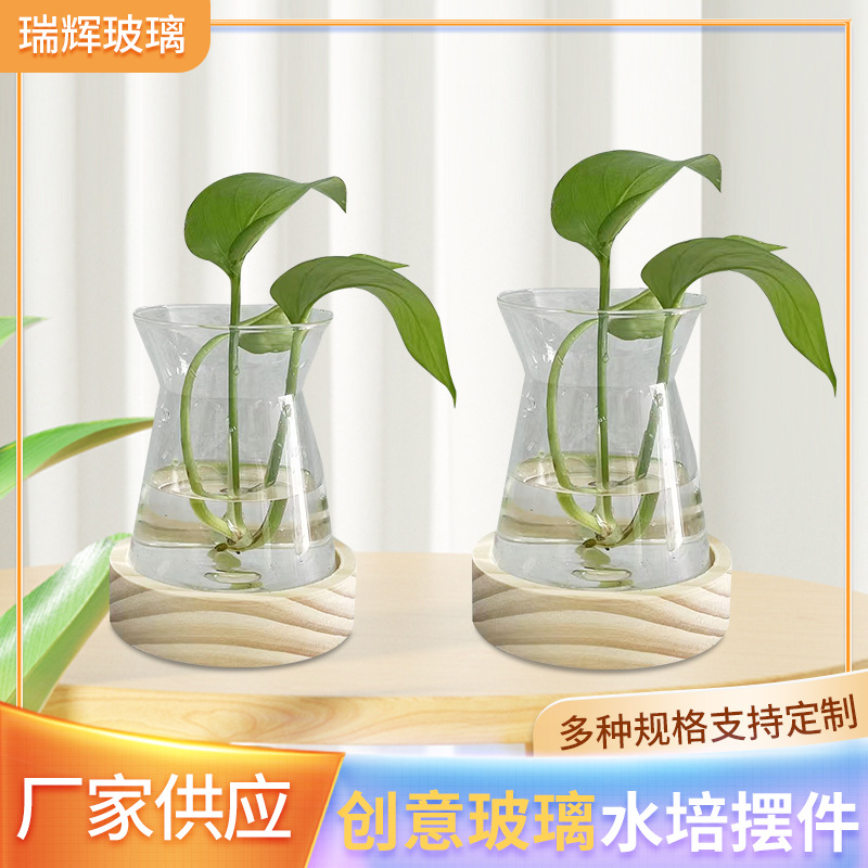 小型桌面缸木托底座生态造景水培植物玻璃器皿水培养花器
