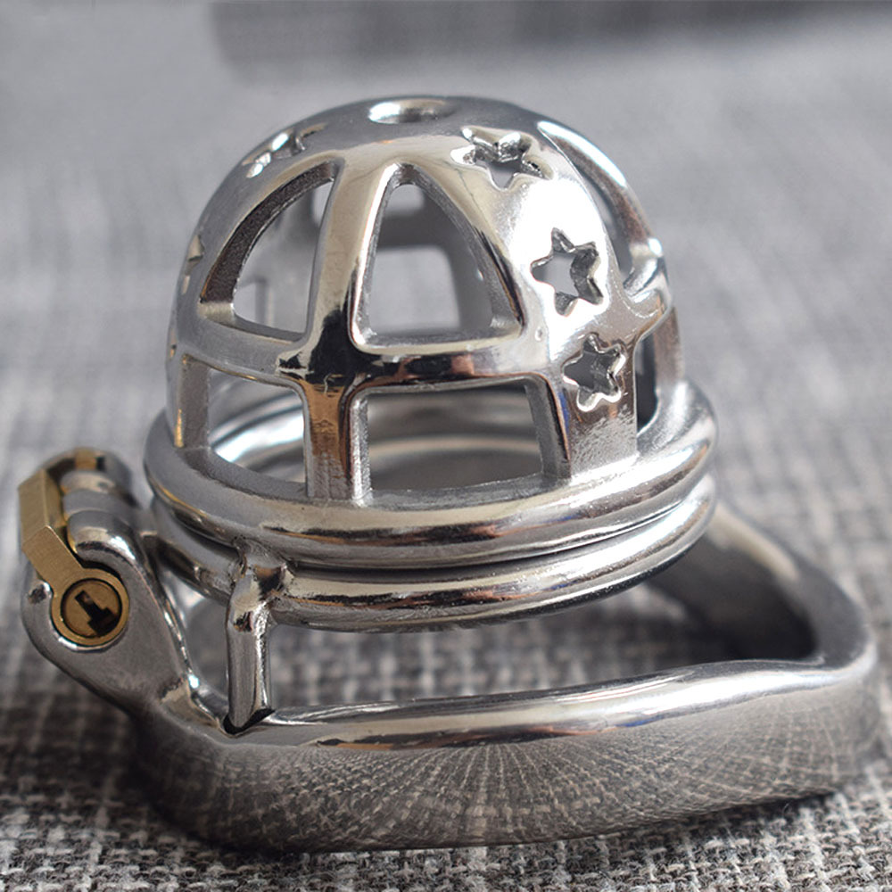 2021跨境新品男用短款贞操锁金属cb锁阴茎笼子jj锁贞洁器情趣玩具