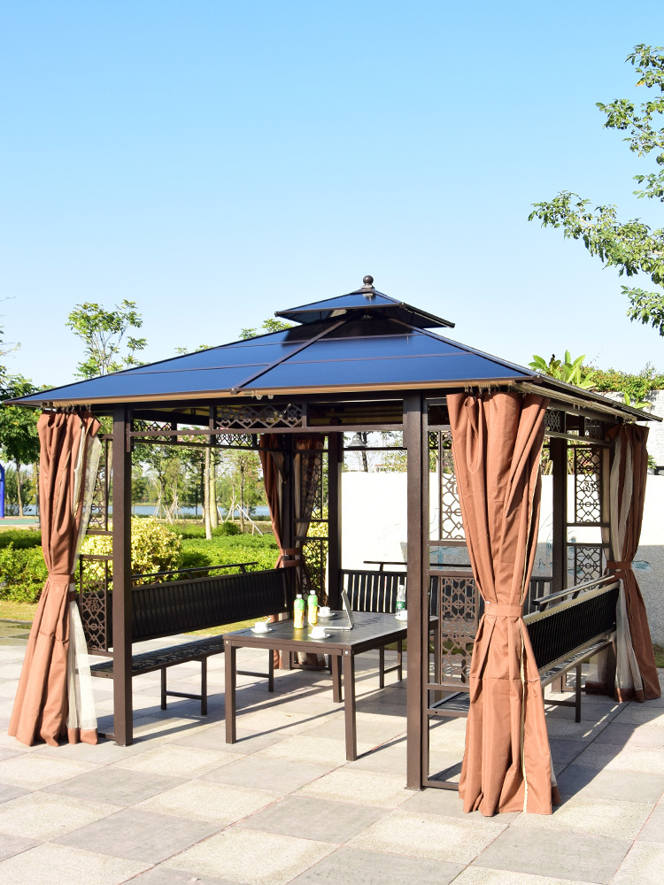 户外凉亭庭院花园农家乐室外露台小木屋亭子简易四角亭别墅遮阳棚