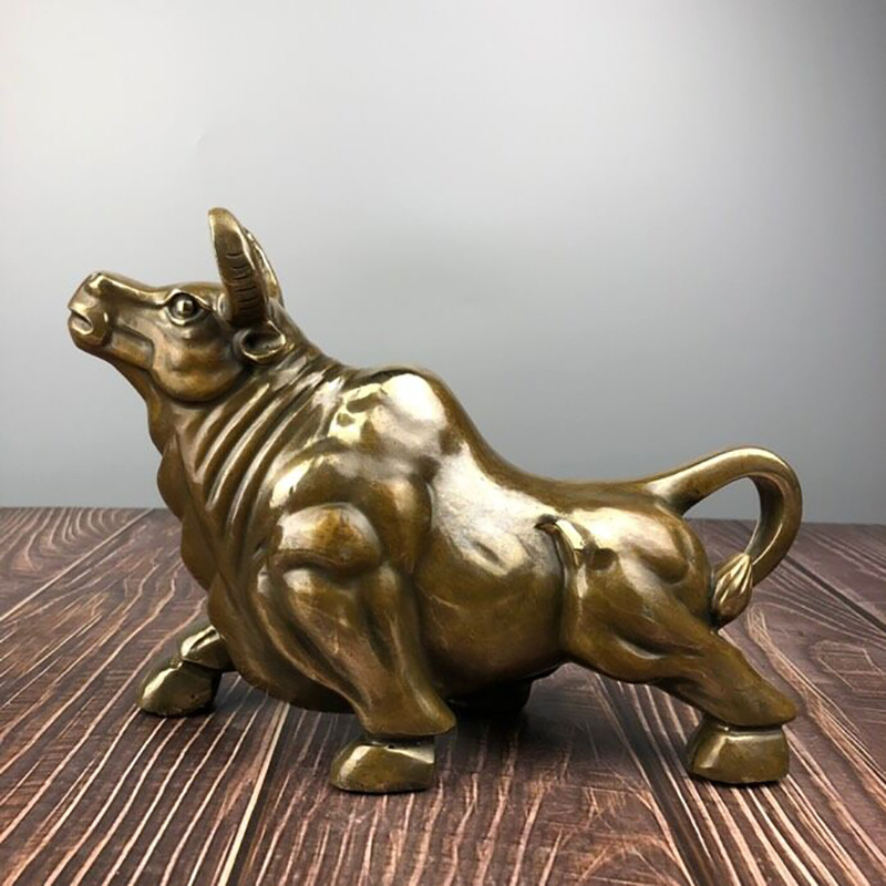 批发仿古纯铜抬头牛动物家居客厅摆件黄铜生肖牛摆设工艺礼品
