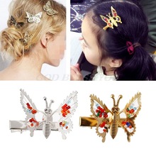 1Pcs Girls Lovely Hollow Out Bow Butterfly Hairpins跨境专供