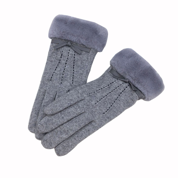 秋冬季新款女士保暖手套 羊绒羊毛双层加厚防寒户外休闲时尚手套