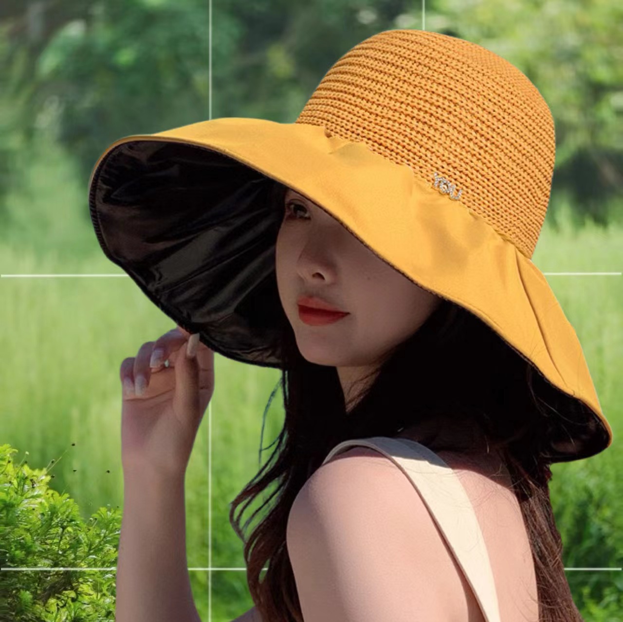 2024新款遮阳帽女款防晒帽子防紫外线黑胶太阳帽时尚可折叠大帽檐