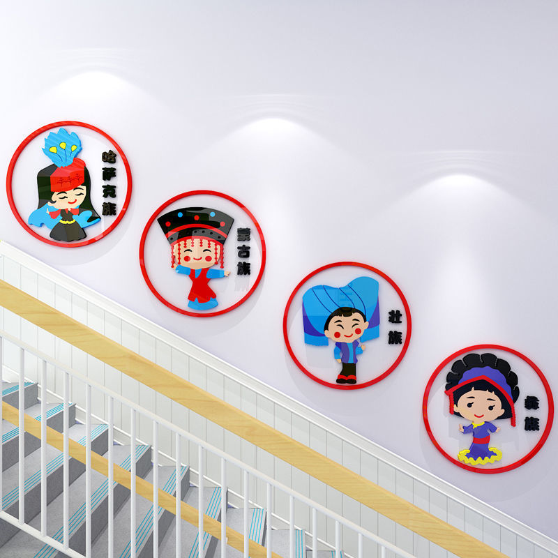 五十六个民族学校幼儿园环创装饰品中国传统文化墙面贴画教室布置