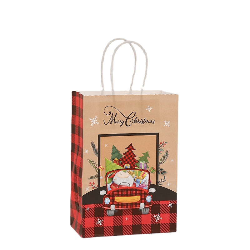 Portable Christmas Paper Bag Packing Takeaway Cowhide Christmas Gift Bag Festival Elk Christmas Gift Bag Spot