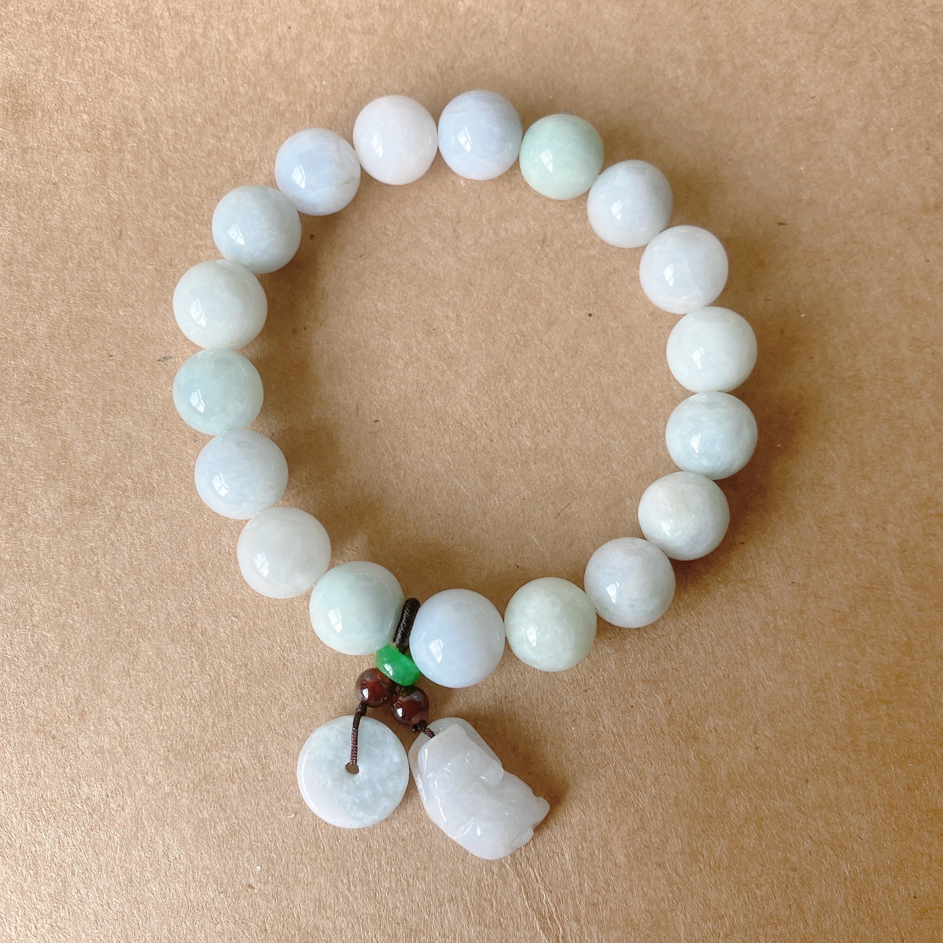 翡翠手串女天然翡翠正品冰糯种转运玉貔貅平安扣男女玉珠子手链