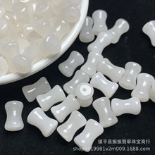 天然金丝玉8×12mm竹节散珠桶珠diy配件 玉石散珠手链耳坠批发