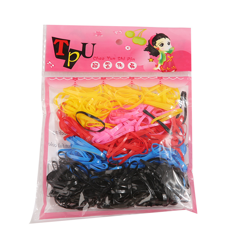 Factory Supply Small Braid Rubber Band Disposable Bag Hair Ring Hair Rope Head Rope Color High Elastic Rubber Band