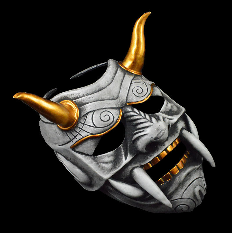 日式赤般若cos恐怖鬼脸獠牙魔王树脂万圣节集会演出面具挂摆件