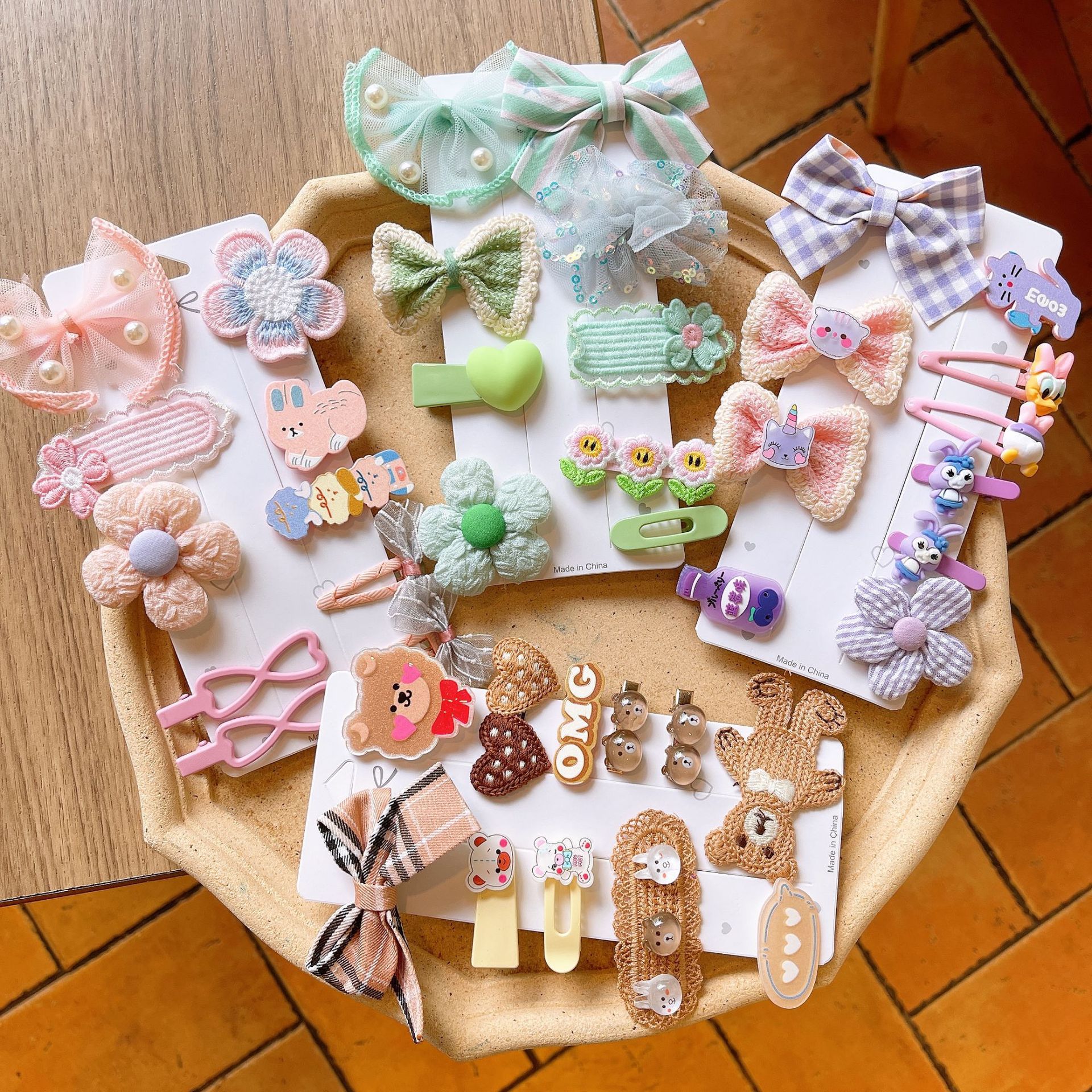 小号宝宝儿童发夹卡通奶咖色布艺bb夹子发卡小女孩碎发侧边夹发饰