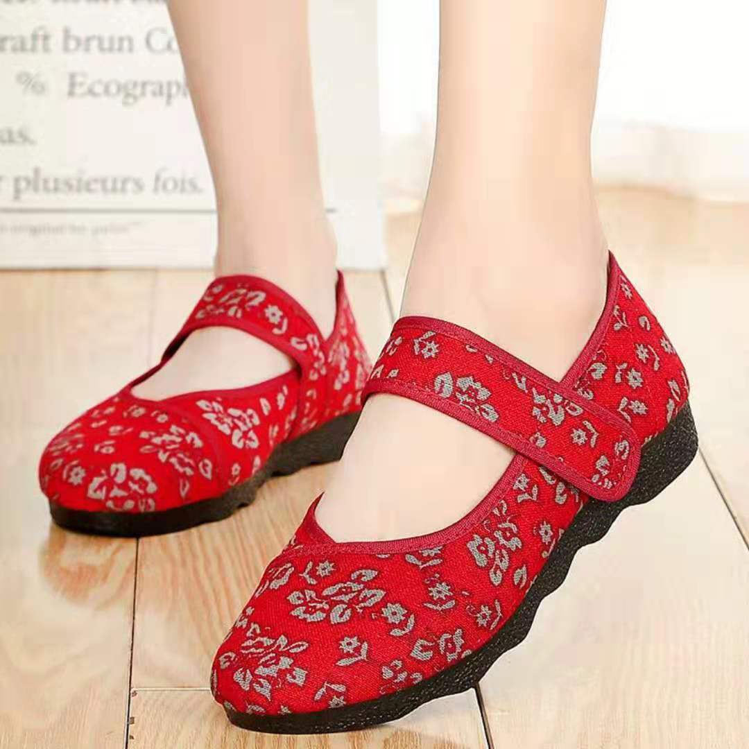 Spring and Autumn Old Beijing Cloth Shoes Breathable Ethnic Style Women's Shoes Middle-Aged and Elderly Mom Shoes Pumps Soft Bottom Square Dance Shoes