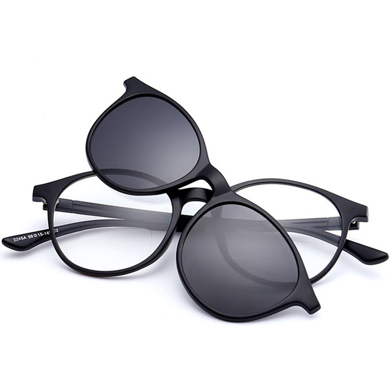 女士双光老花镜远近两用多功能套镜磁吸式三片装偏光太阳镜眼镜架