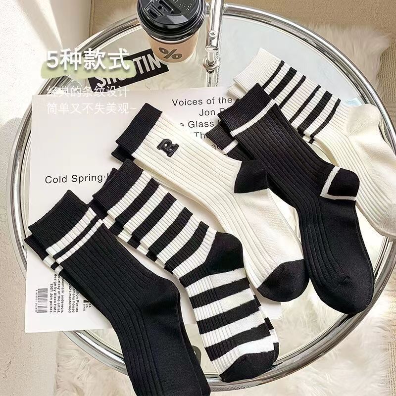 [Zhuji Women's Socks] Wholesale Mid-Calf Socks Autumn and Winter Women's Mid-Calf Casual Socks Street Vendor Stocks Girls Fashion Socks