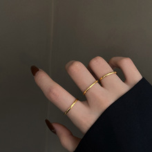 韩版新款时尚素圈3件套戒指女气质时尚简约冷淡风抖音同款食指戒