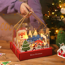 圣诞节透明手提礼品盒伴手礼礼物糖果口红蛋糕平安夜苹果包装盒子