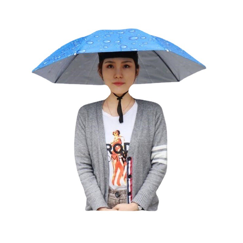 带在头上的晴雨伞帽头戴伞带头上斗笠头带伞帽套头伞冒头戴式出