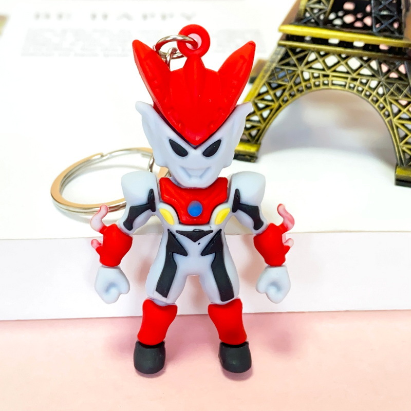 5385# New Small Size Ultraman Cartoon Key Button Student Stationery Schoolbag Pendant Training Place Push Small Gifts