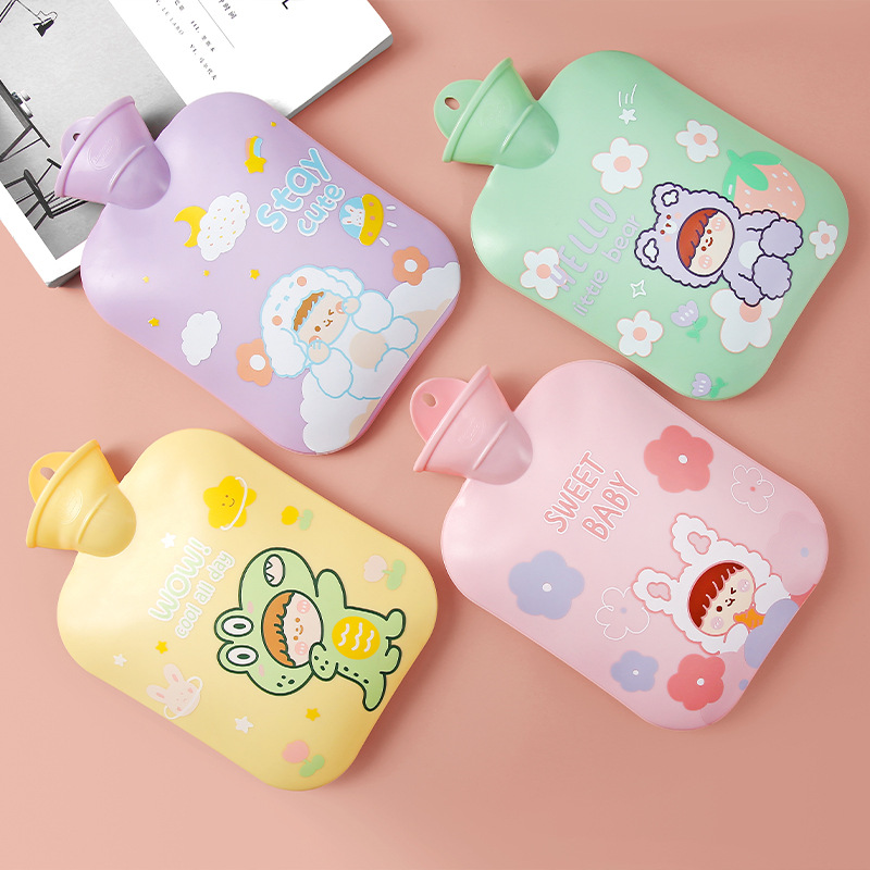Hot Water Bag Water Injection Hot Water Bottle Women's Small Mini Irrigation Large Cute Hot Water Bag Plush Rubber Thickened