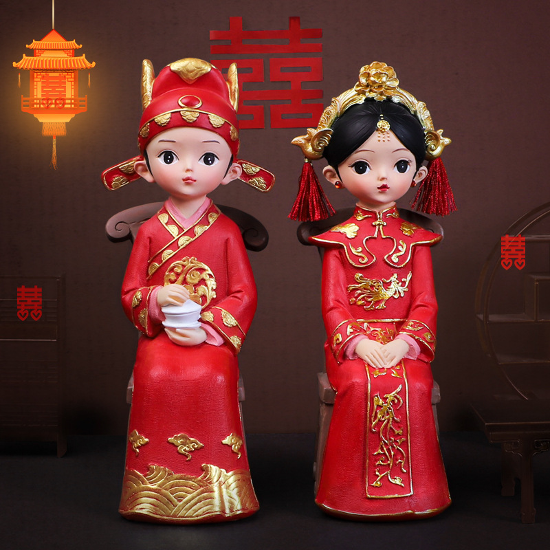 Bridegroom and Bride Series Decoration Chinese Wedding Resin Crafts Decoration Decoration for Free Couple Creative Wedding Gifts