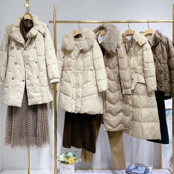 品牌折扣女装剪标衣服尾货批发高端专柜尾单秋冬季羽绒服女中长款