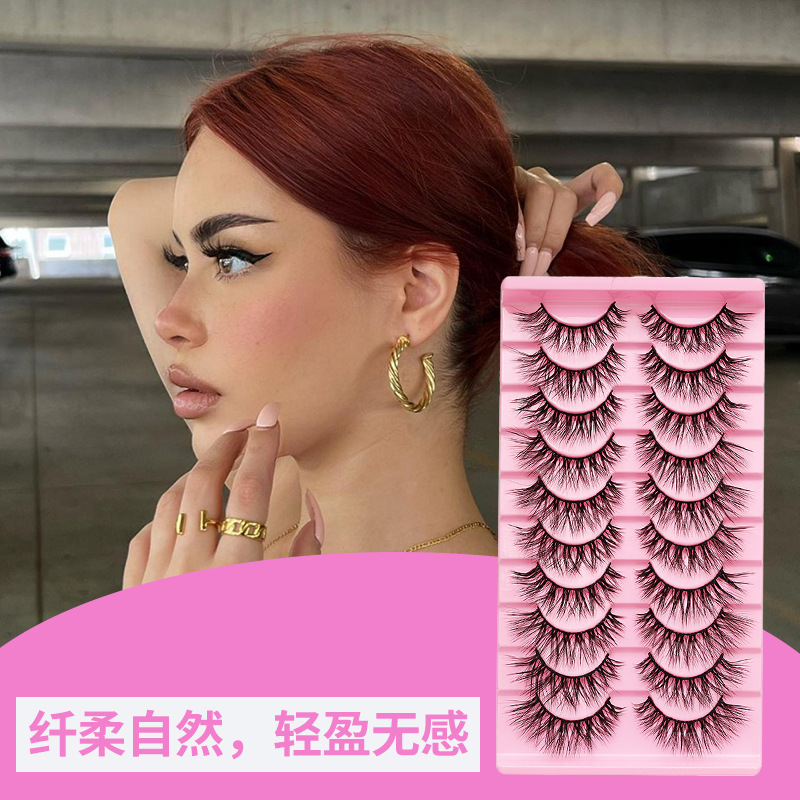 Dingsen Cross-Border False Eyelashes Factory 10 Pairs of False Eyelashes L Curl Natural Simulation Thick